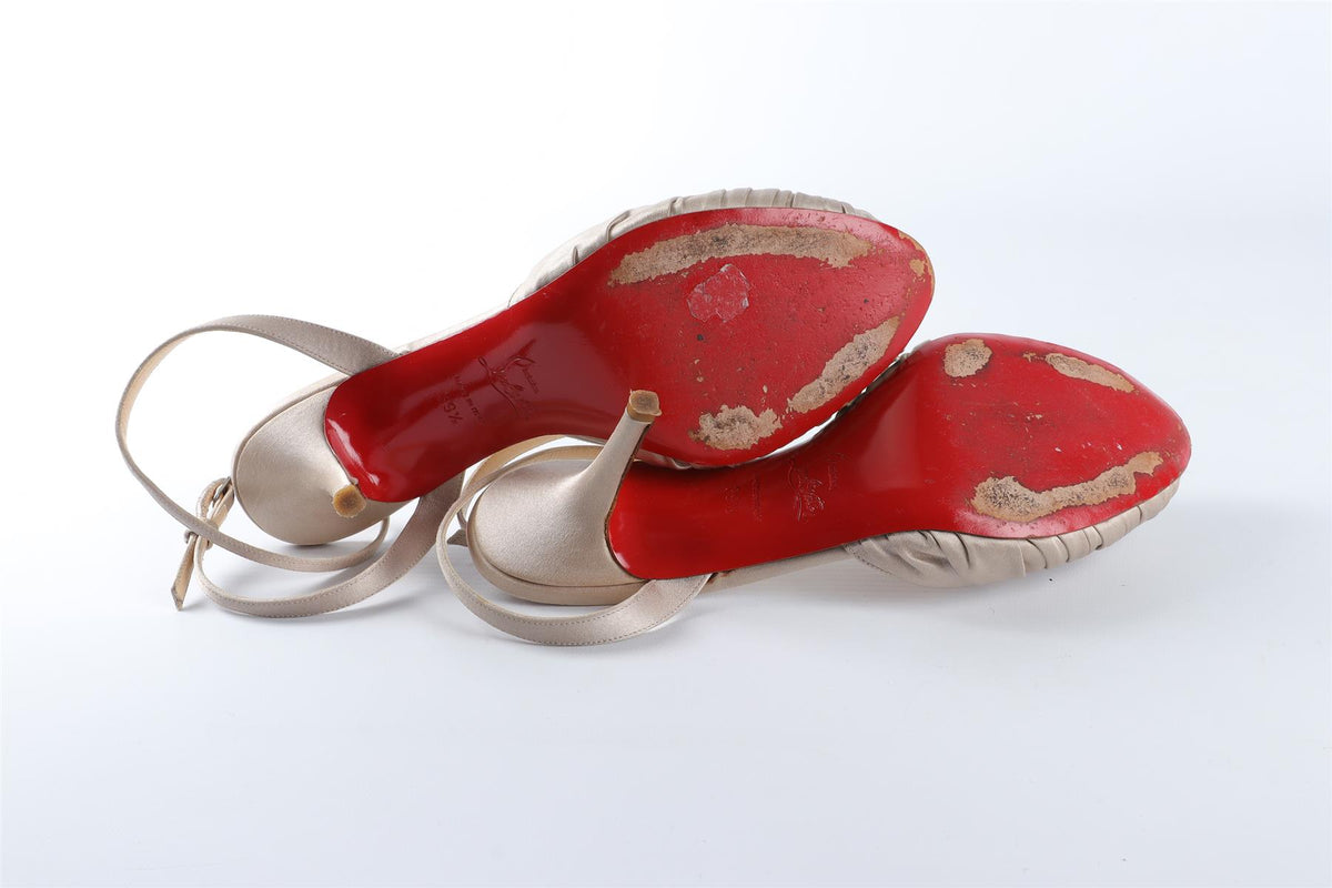 CHRISTIAN LOUBOUTIN GOLD SATIN SANDALS EU 39.5 UK 6.5 US 9.5