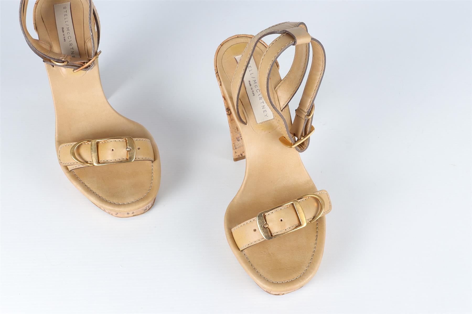 STELLA MCCARTNEY BEIGE LEATHER PLATFORM SANDALS EU 38 UK 5 US 8