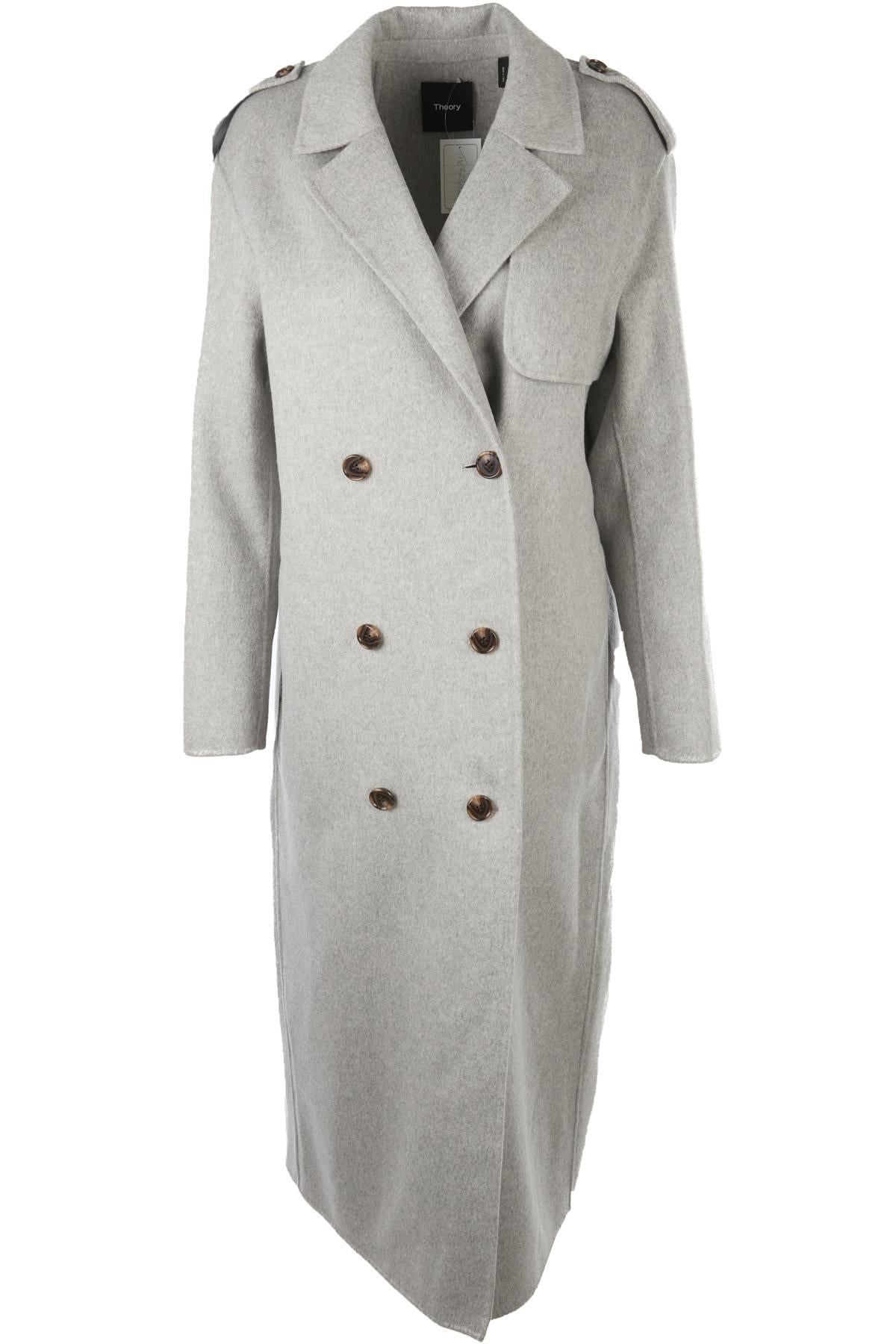 THEORY GREY CASHMERE COAT MEDIUM