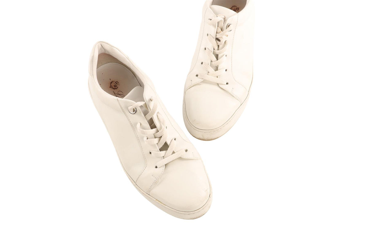 LORO PIANA WHITE NUAGES LEATHER SNEAKERS EU 38.5 UK 5.5