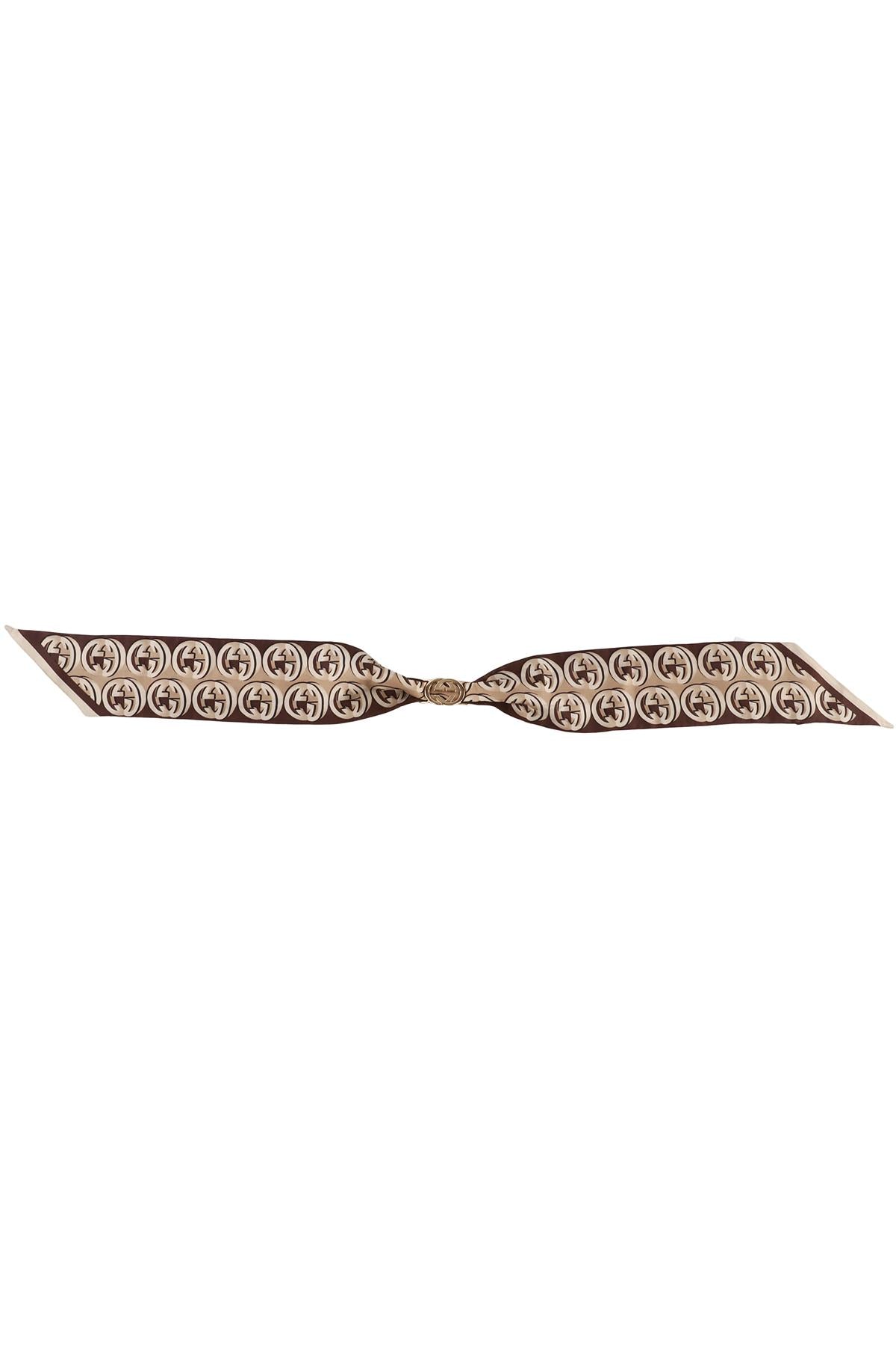 BROWN GG SILK SCARF