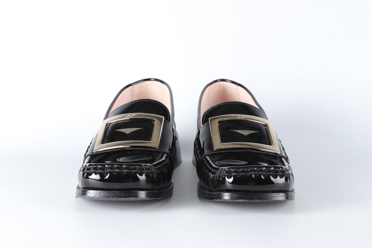 ROGER VIVIER BLACK PATENT LEATHER LOAFERS EU 38 UK 5 US 8