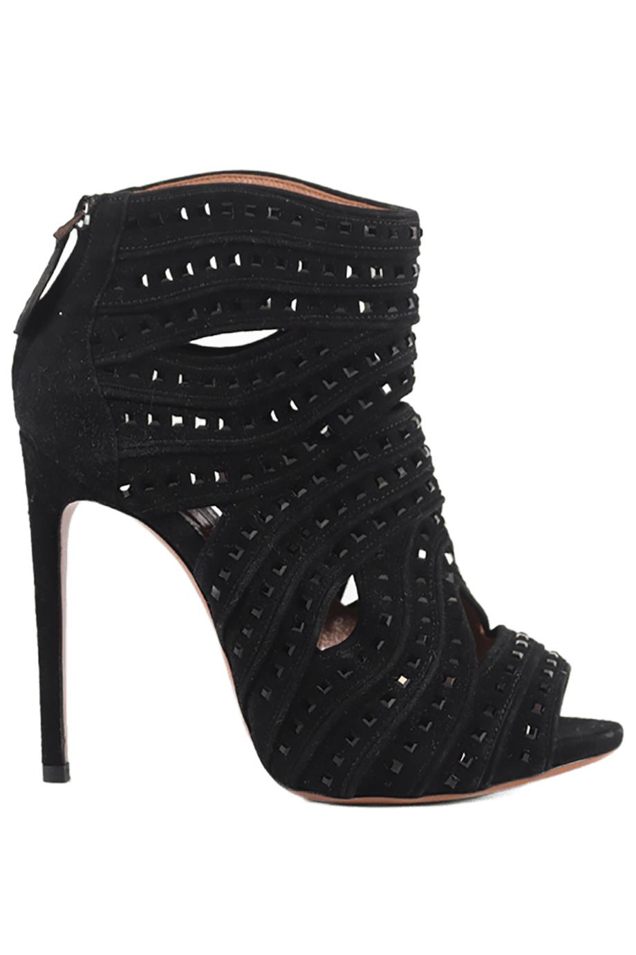 AZZEDINE ALAÏA CRYSTAL AND SUEDE ANKLE BOOTS EU 38 UK 5 US 8