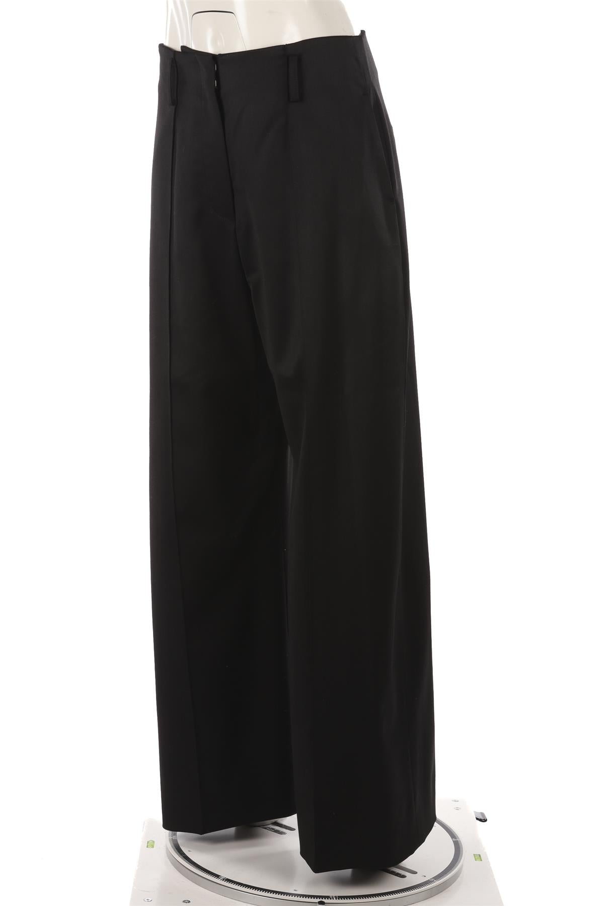 GRACE LING BLACK WOOL WIDE LEG PANTS FR 40 UK 12