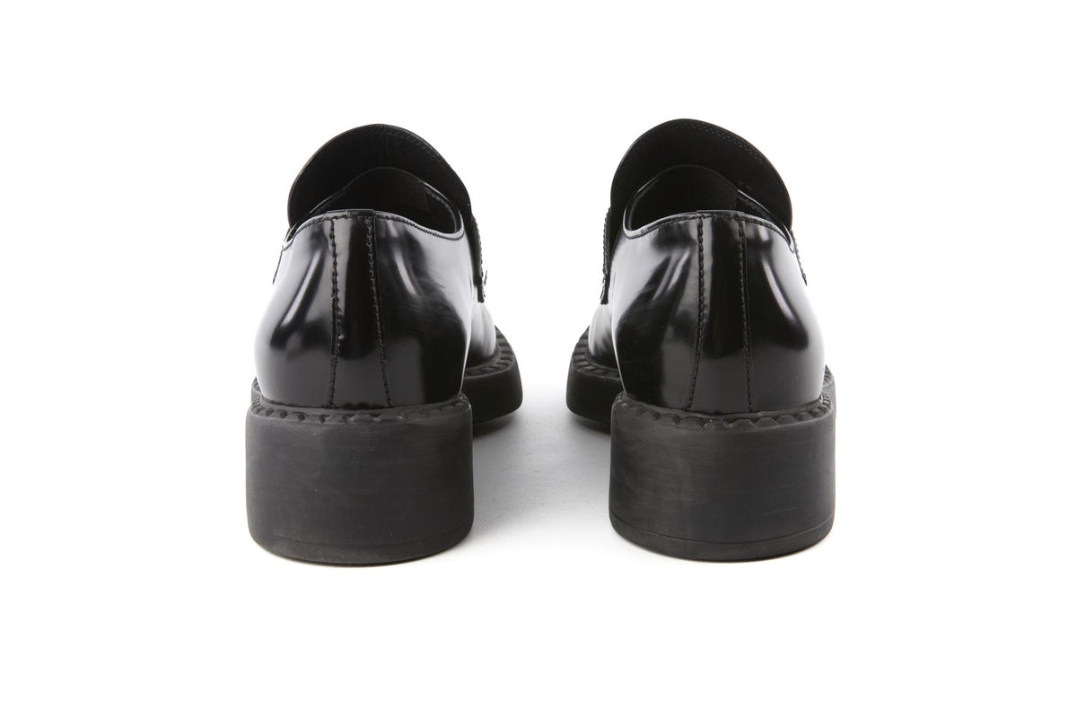 PRADA BLACK LEATHER LOAFERS EU 37.5 UK 4.5 US 7.5