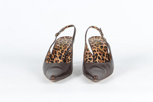 DOLCE AND GABBANA BROWN LEATHER SLINGBACK PUMPS EU 39 UK 6 US 9