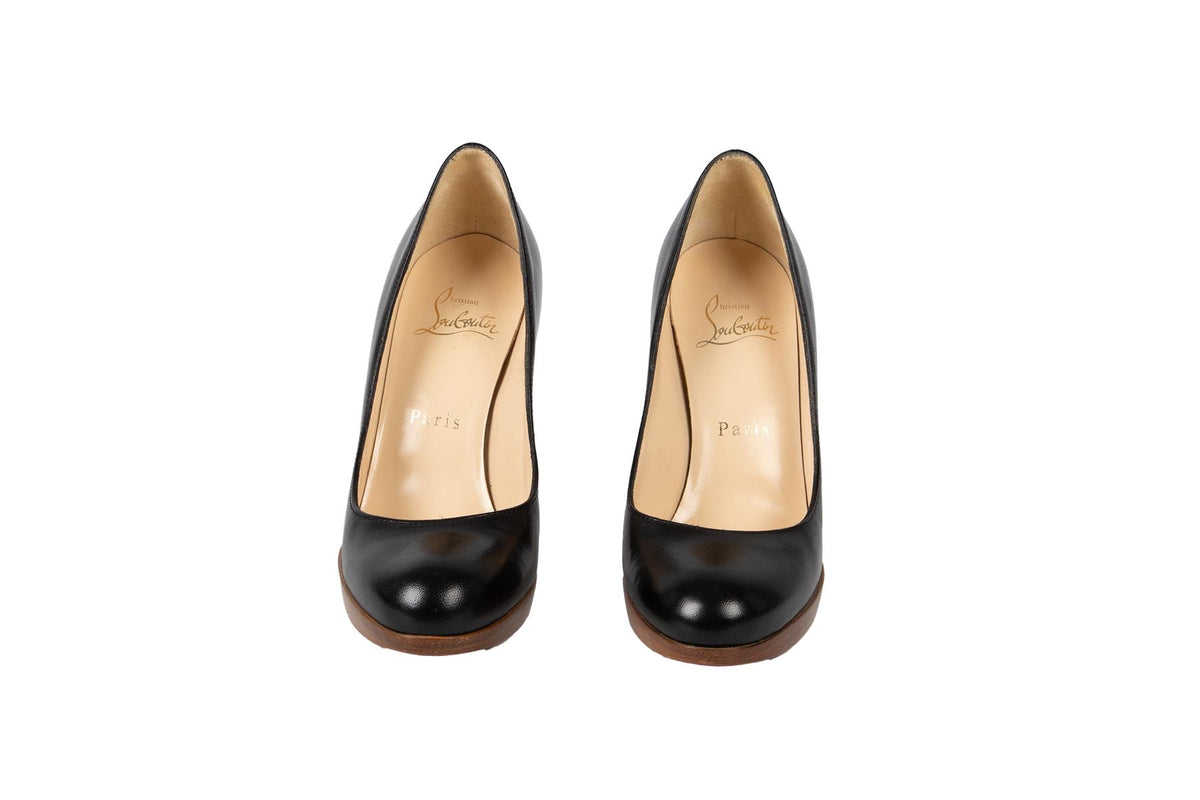CHRISTIAN LOUBOUTIN BLACK LEATHER PUMPS  EU 35.5 UK 2.5 US 5.5
