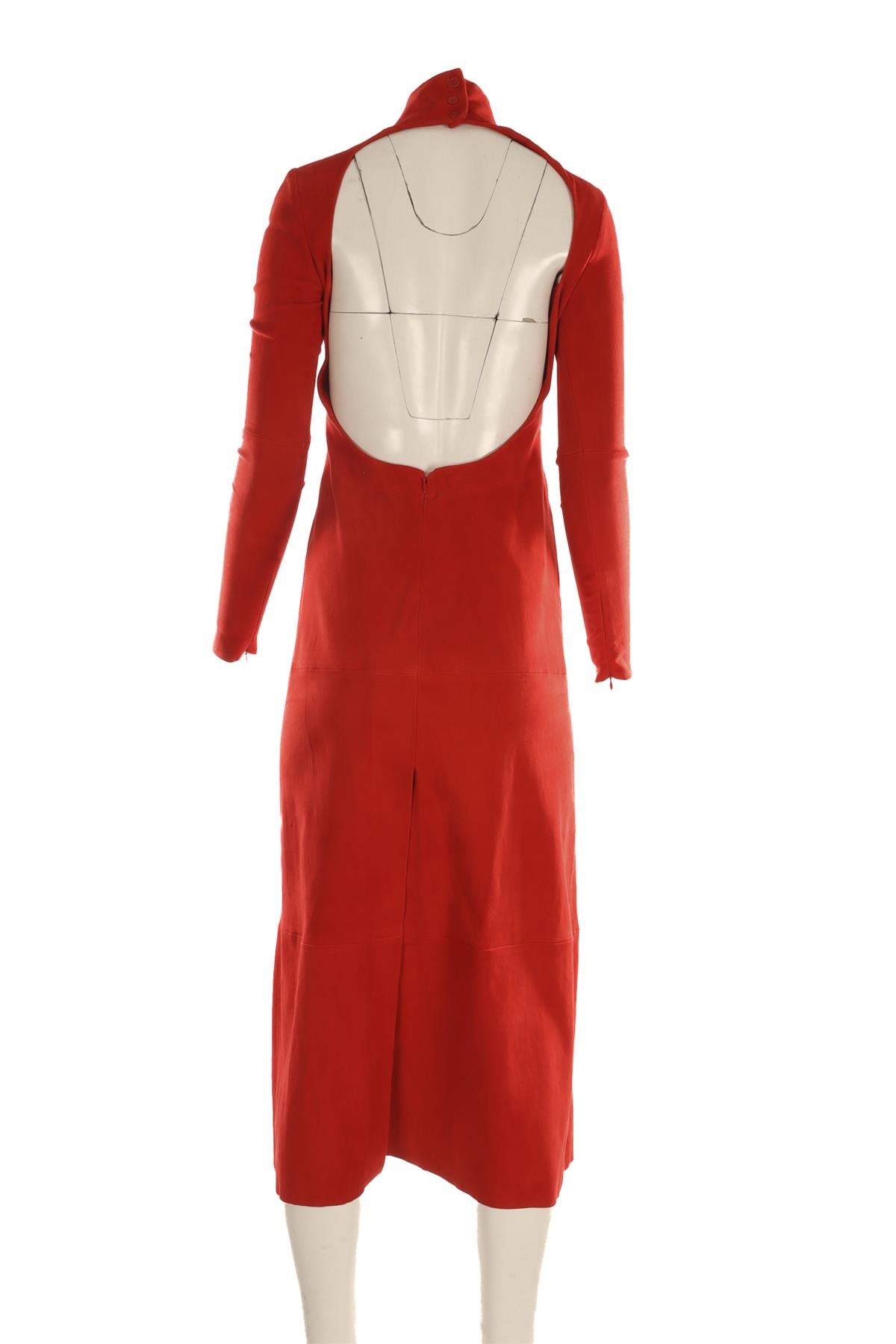 FERRAGAMO RED SUEDE MAXI DRESS IT 36 UK 4