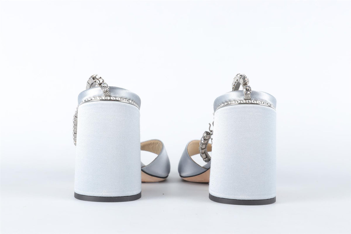 JIMMY CHOO BLUE CRYSTAL AND SATIN SANDALS EU 36 UK 3.5 US 4.5