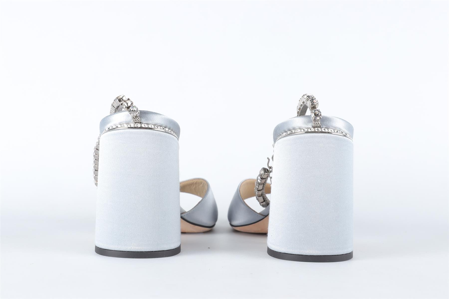 JIMMY CHOO BLUE CRYSTAL AND SATIN SANDALS EU 36 UK 3.5 US 4.5