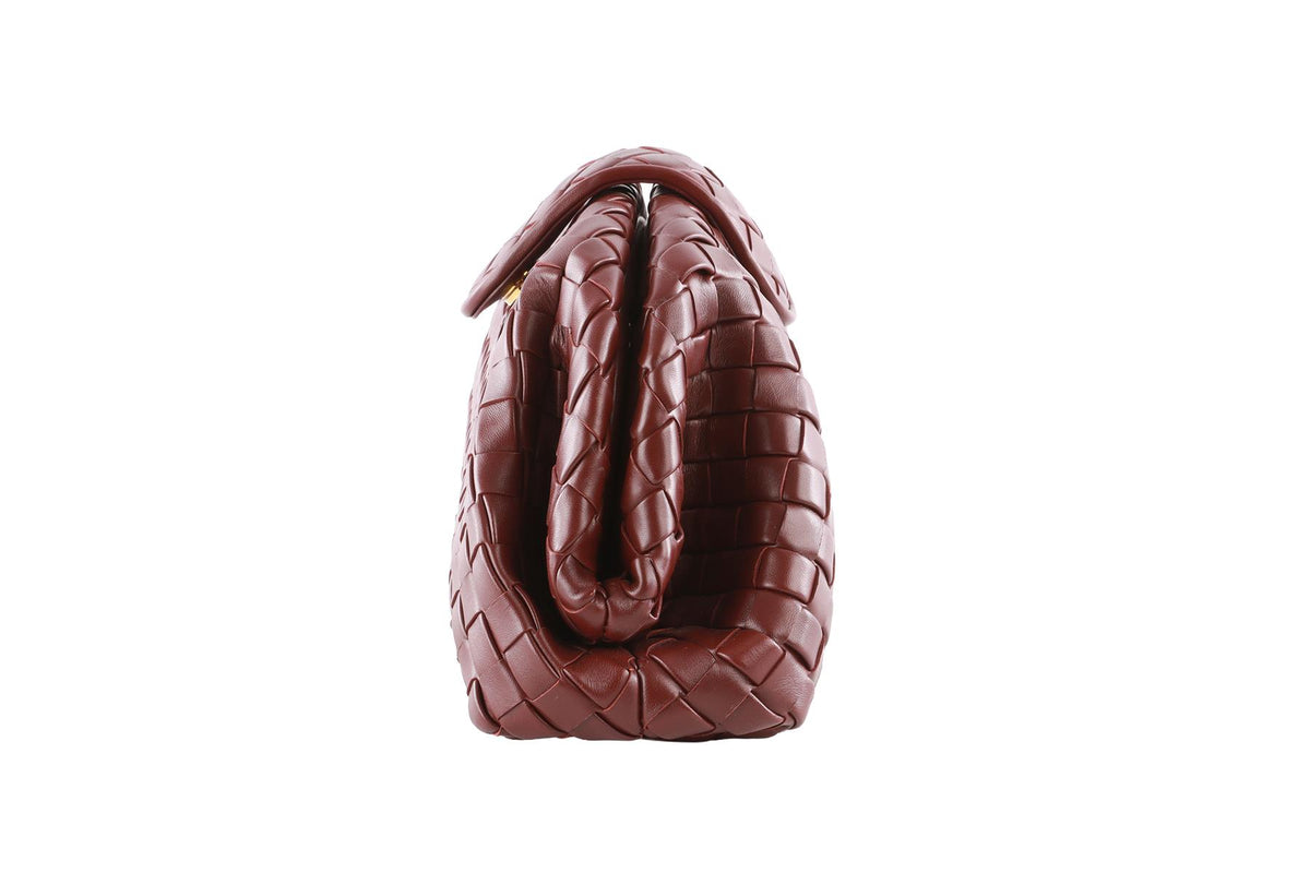BOTTEGA VENETA BURGUNDY LAUREN 1980 TEEN SMALL INTRECCIATO LEATHER CLUTCH