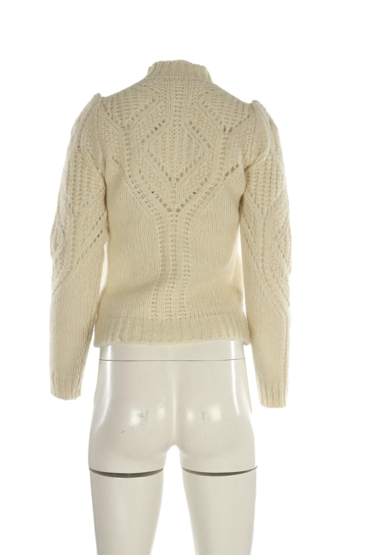 BA&SH CREAM WOOL AND ALPACA BLEND CABLE KNIT SWEATER US 0 UK 4