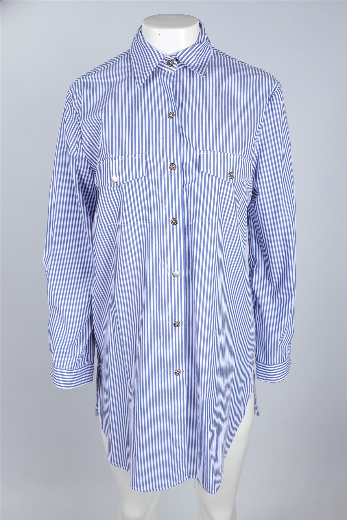 MELISSA ODABASH BLUE AND WHITE COTTON SHIRT MEDIUM