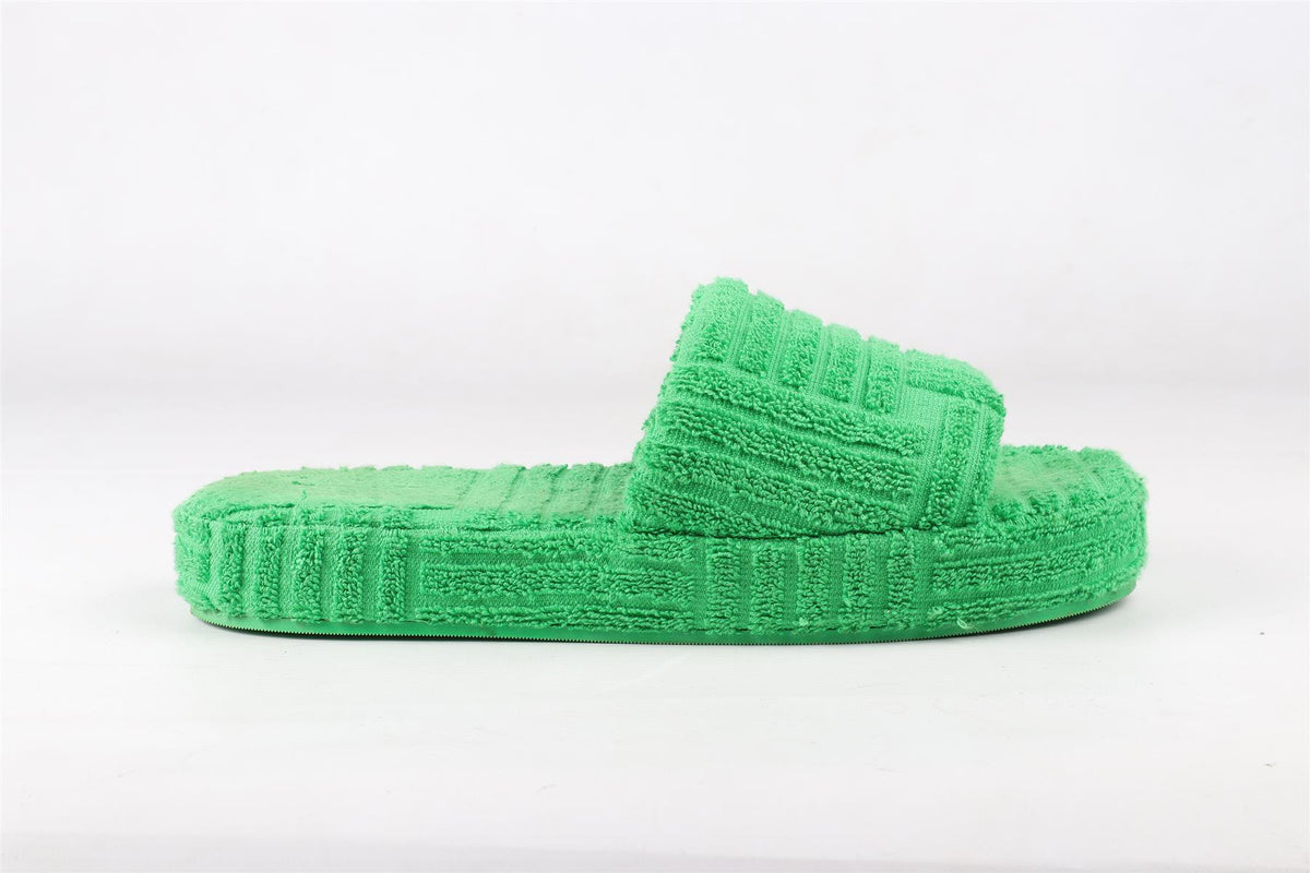 BOTTEGA VENETA GREEN TERRY SLIDES EU 40 UK 7 US 10