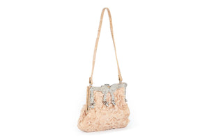 VALENTINO GARAVANI PINK VINTAGE CROCODILE AND PERSIAN LAMB TOTE BAG