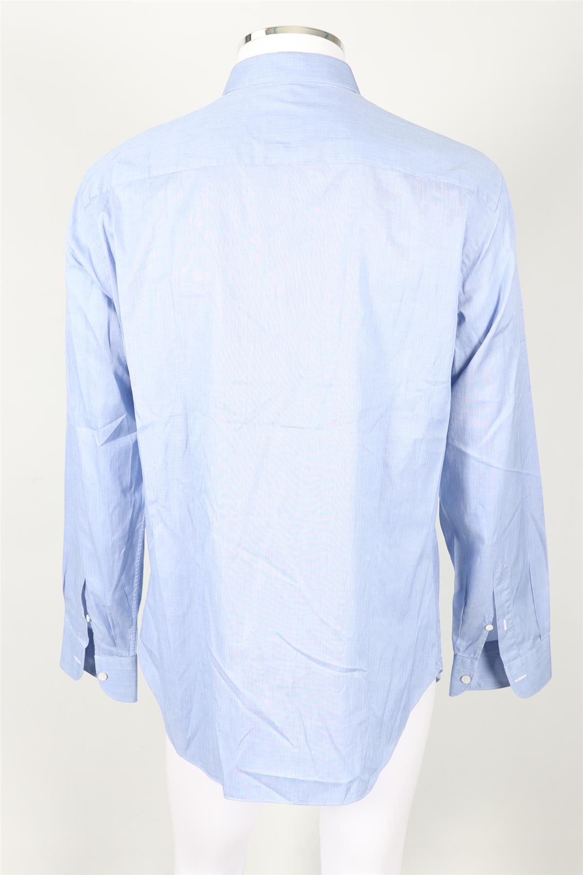 BRIONI BLUE MEN'S COTTON SHIRT EU 44 XXLARGE