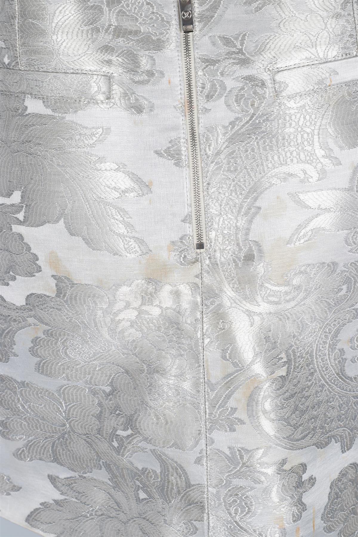 LOUIS VUITTON SILVER 2018 JACQUARD MINI SKIRT FR 40 UK 12