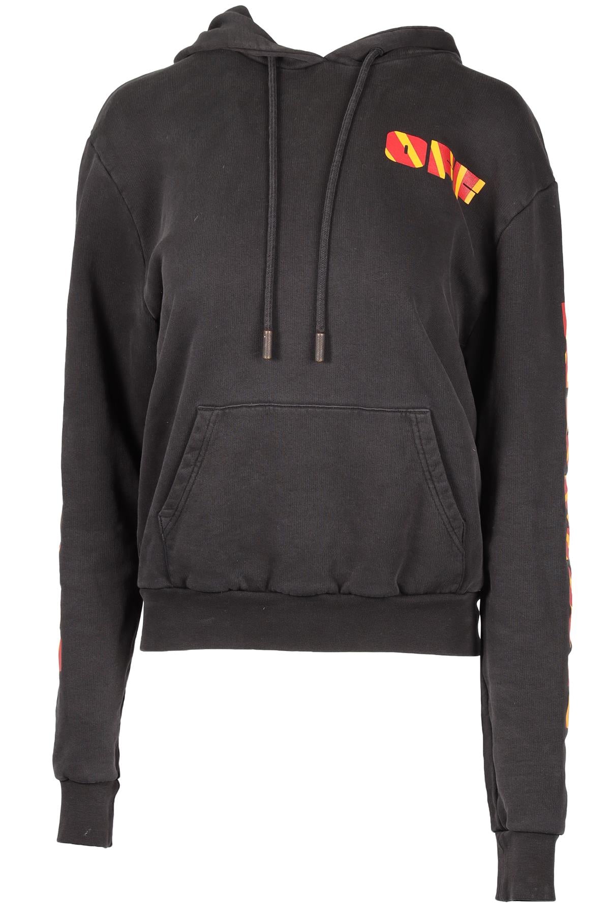 OFF-WHITE BLACK COTTON HOODIE XSMALL