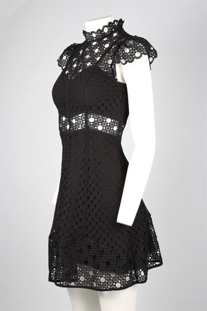 SANDRO BLACK LACE MINI DRESS FR 36 UK 8