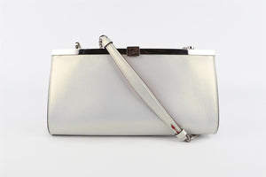 CHRISTIAN LOUBOUTIN WHITE PALMETTE MEDIUM LEATHER CLUTCH