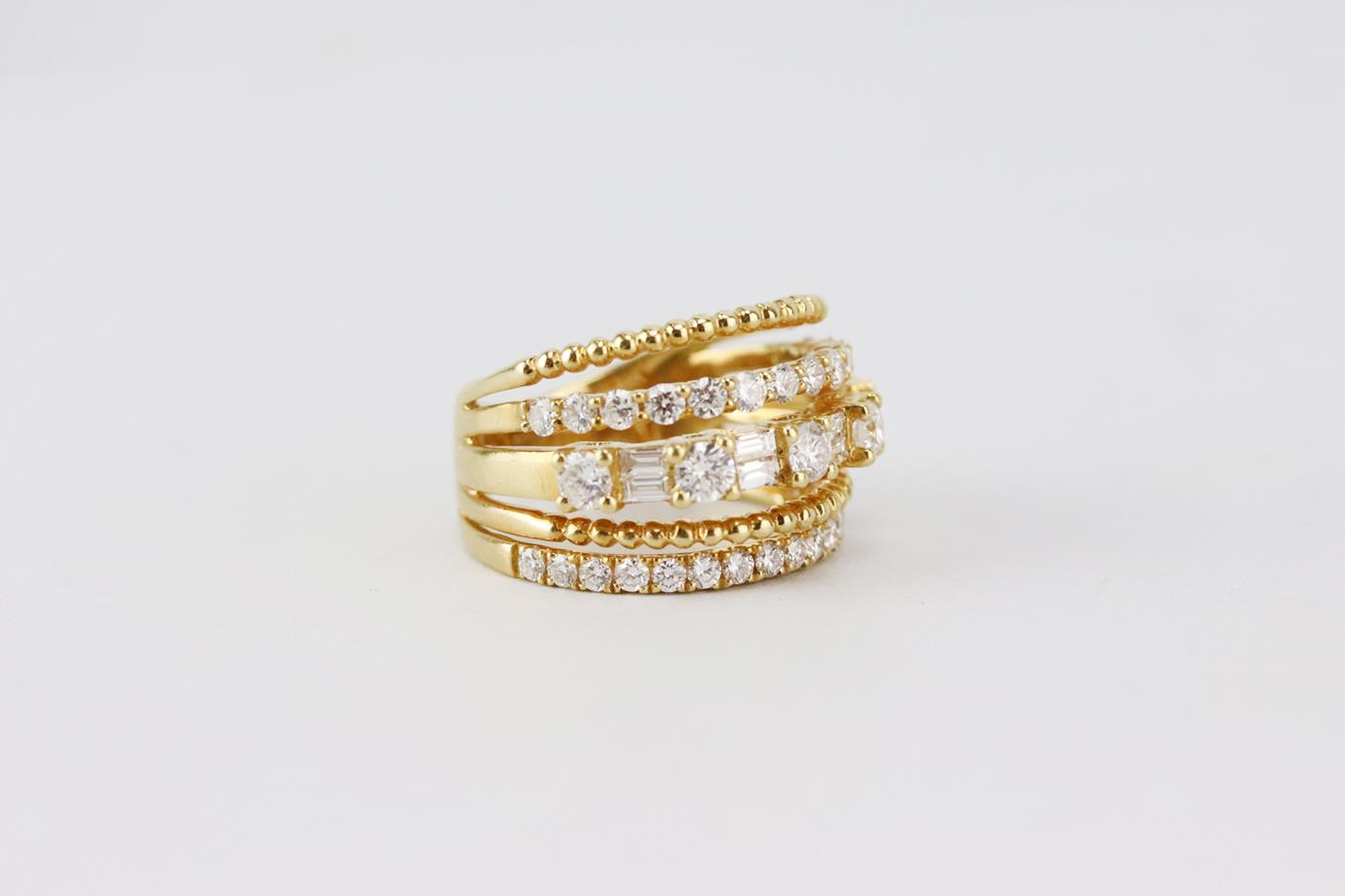 SHAY 18K YELLOW GOLD AND OPEN MIXED DIAMOND RING 16 MM