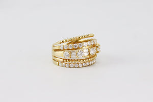 SHAY 18K YELLOW GOLD AND OPEN MIXED DIAMOND RING 16 MM