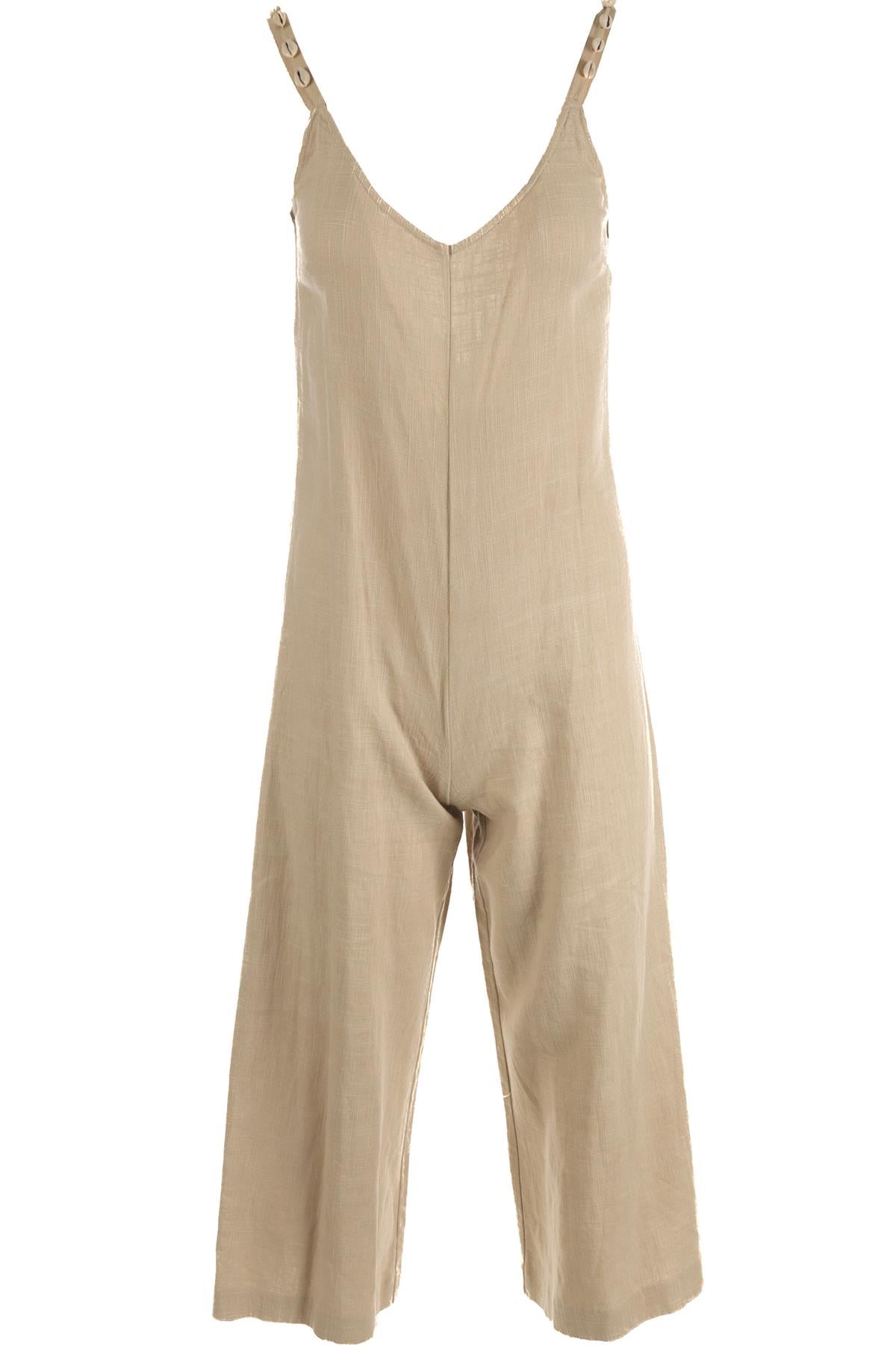 STAUD BEIGE LINEN JUMPSUIT XSMALL