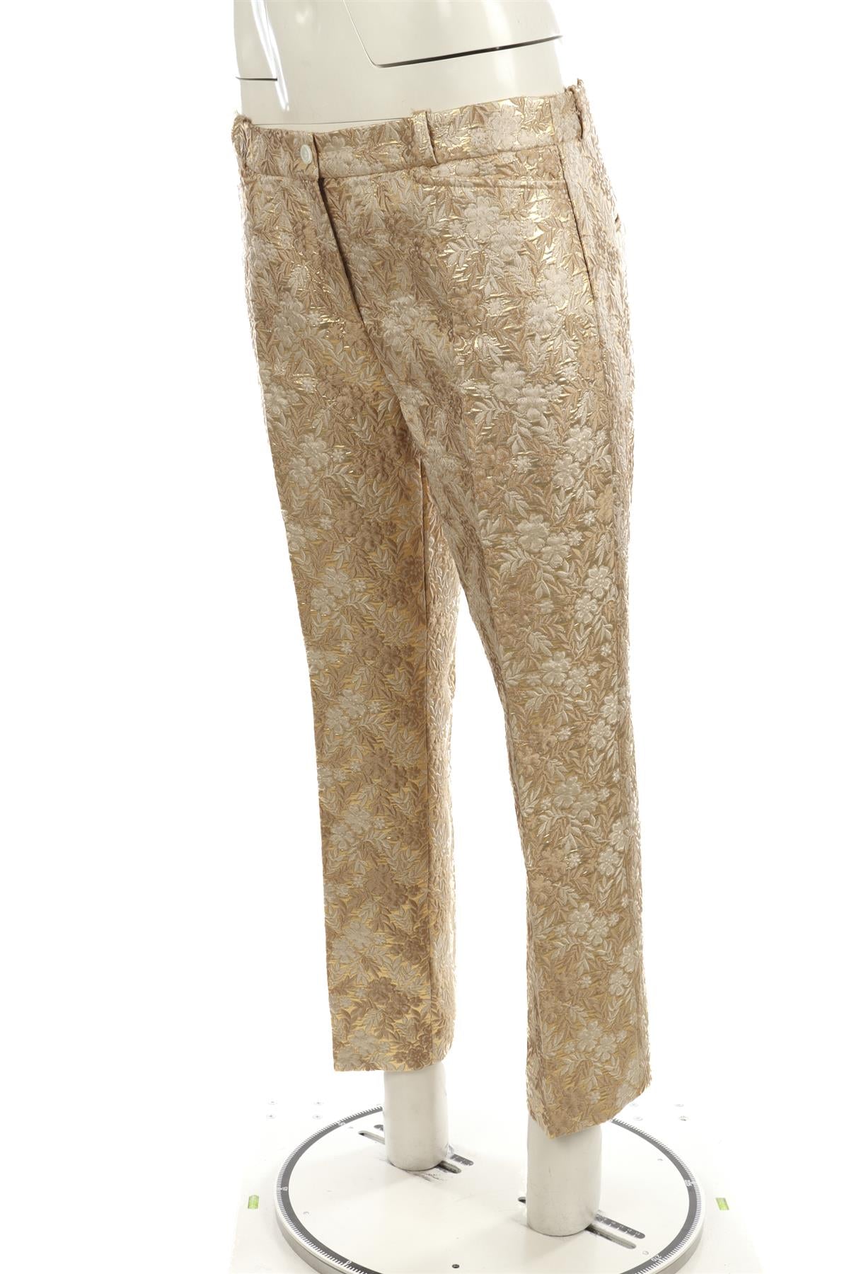 MICHAEL KORS COLLECTION GOLD JACQUARD STRAIGHT LEG PANTS IT 42 UK 10