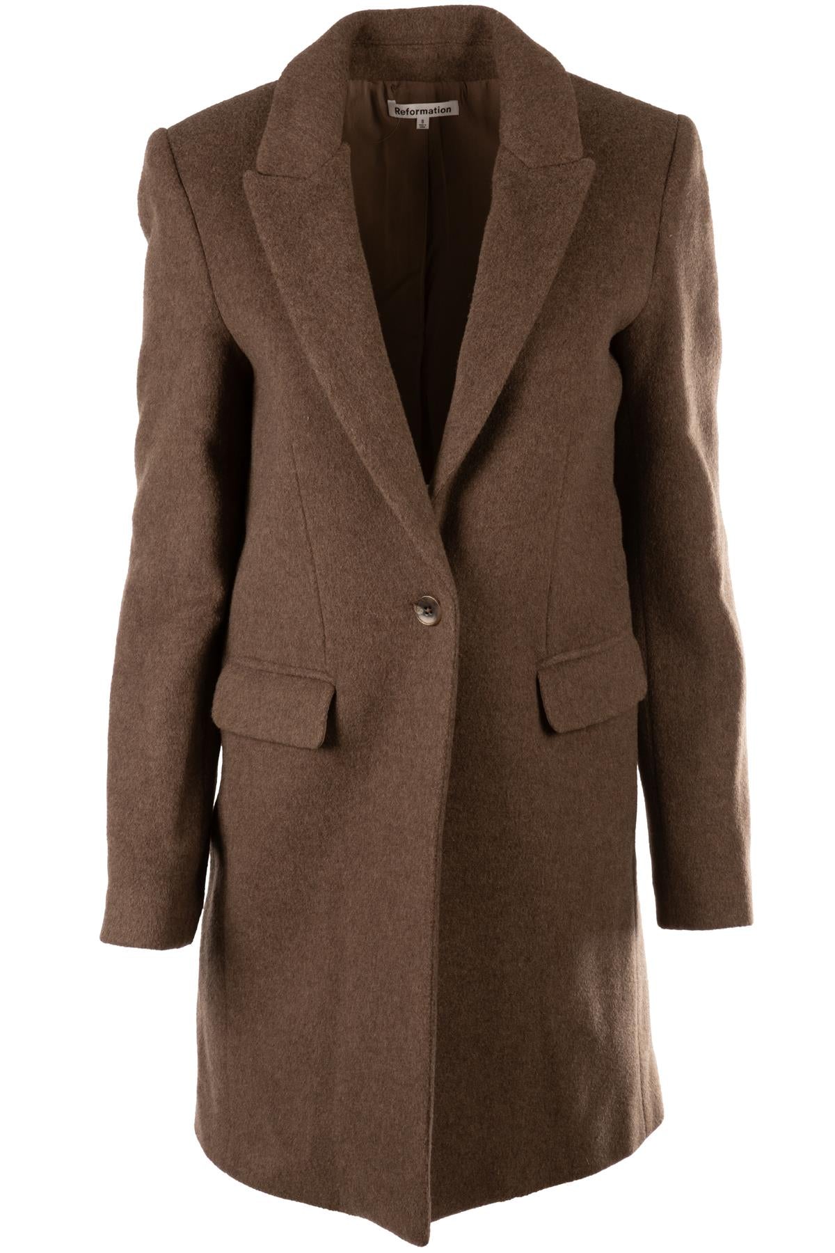 REFORMATION BROWN WOOL COAT SMALL