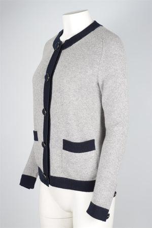 CHANEL GREY 2015 CASHMERE CARDIGAN FR 36 UK 8