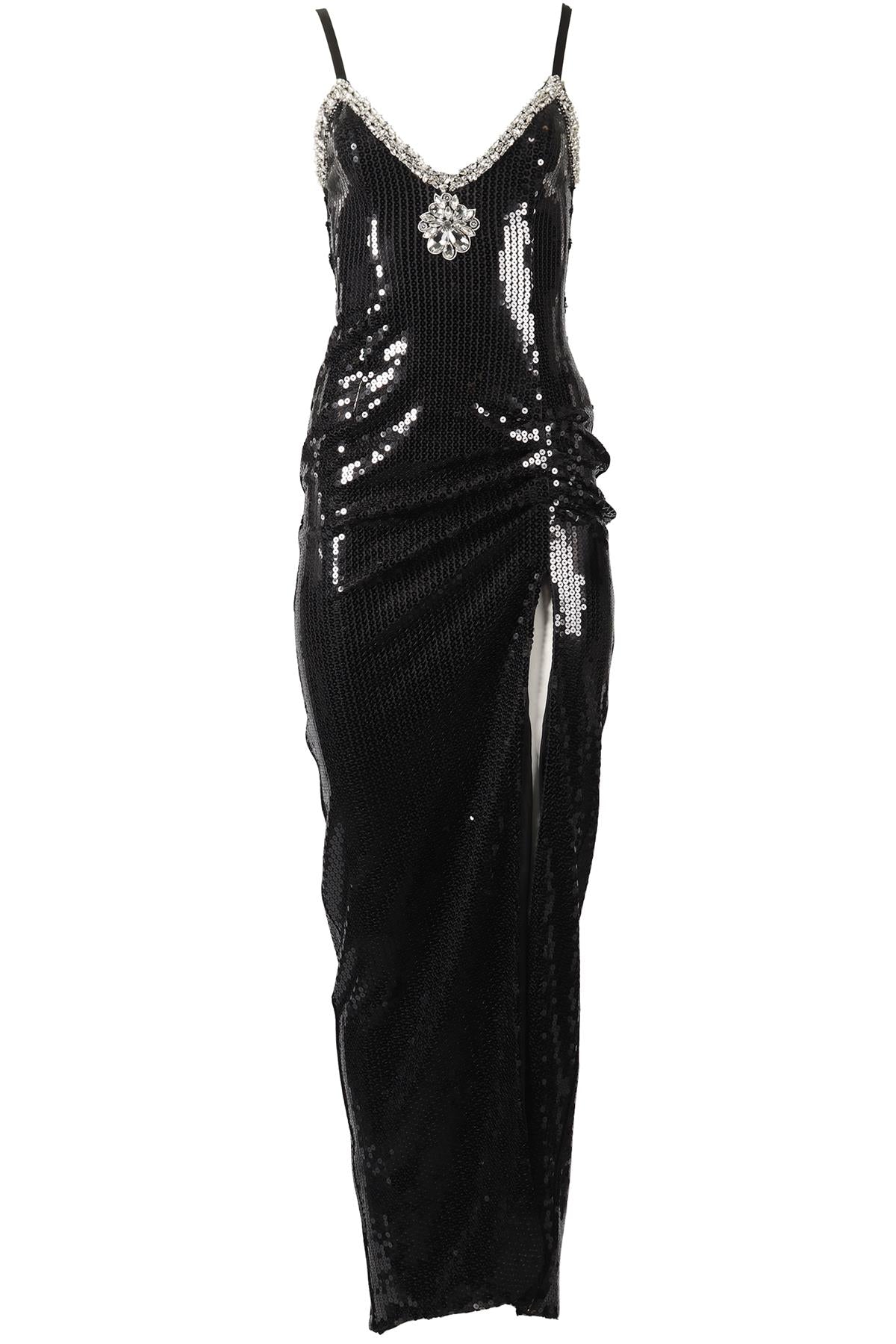 ALESSANDRA RICH CRYSTAL AND SEQUIN MAXI DRESS IT 40 UK 8