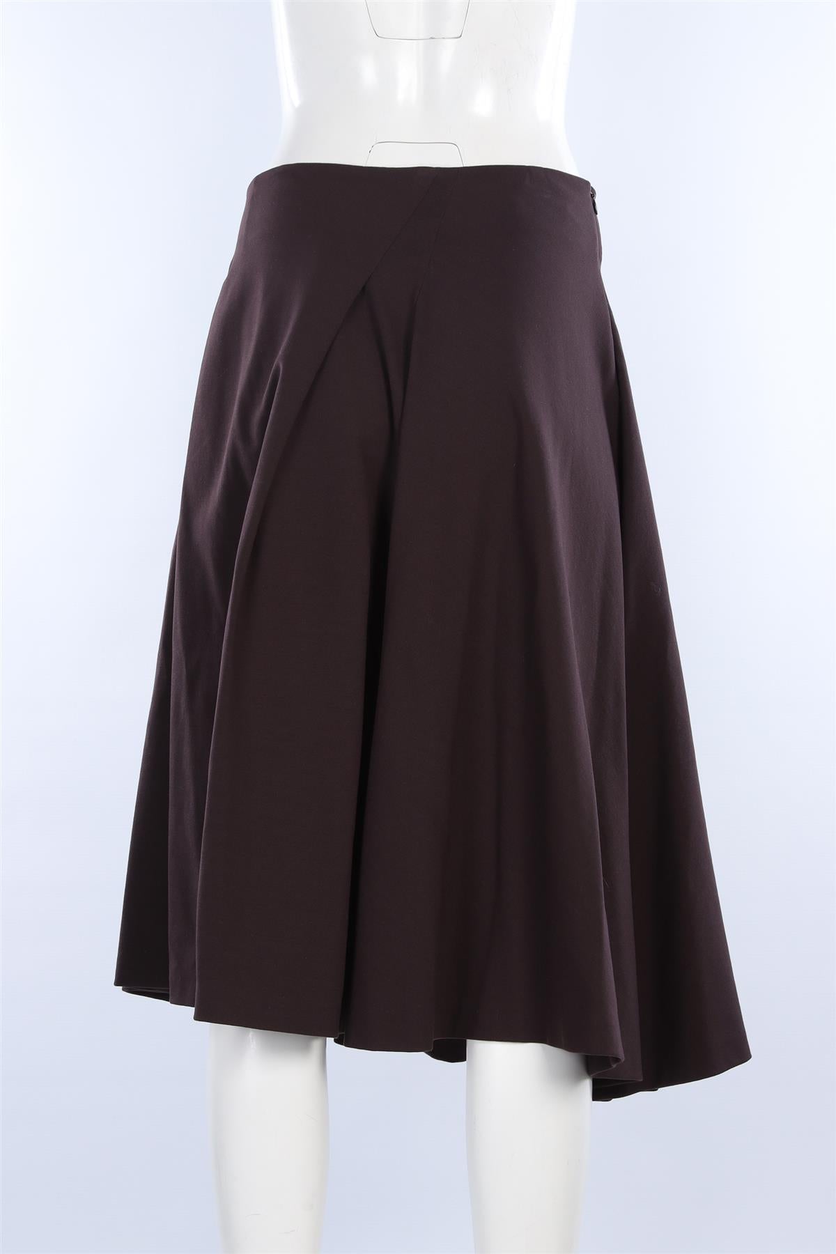 JIL SANDER BROWN JERSEY MIDI SKIRT FR 38 UK 10