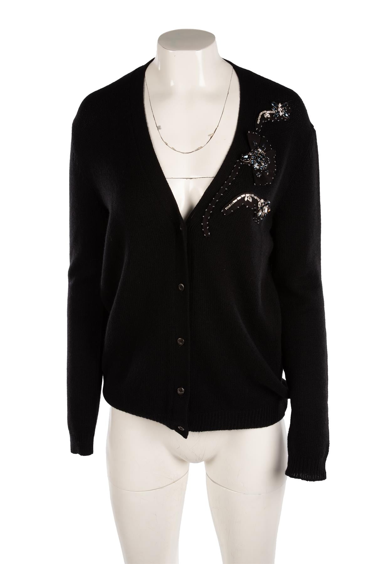 PRADA BLACK CASHMERE CARDIGAN IT 46 UK 14