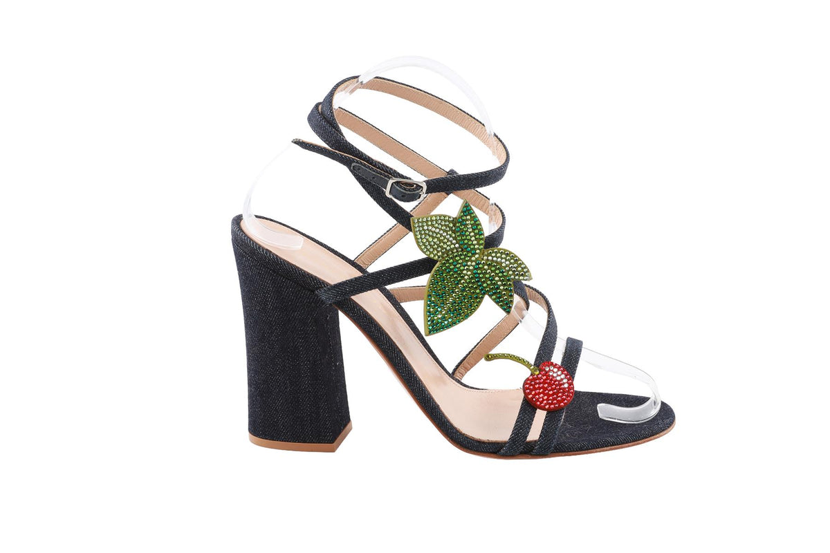 GIANVITO ROSSI BLUE DENIM SANDALS EU 37.5 UK 4.5 US 7.5