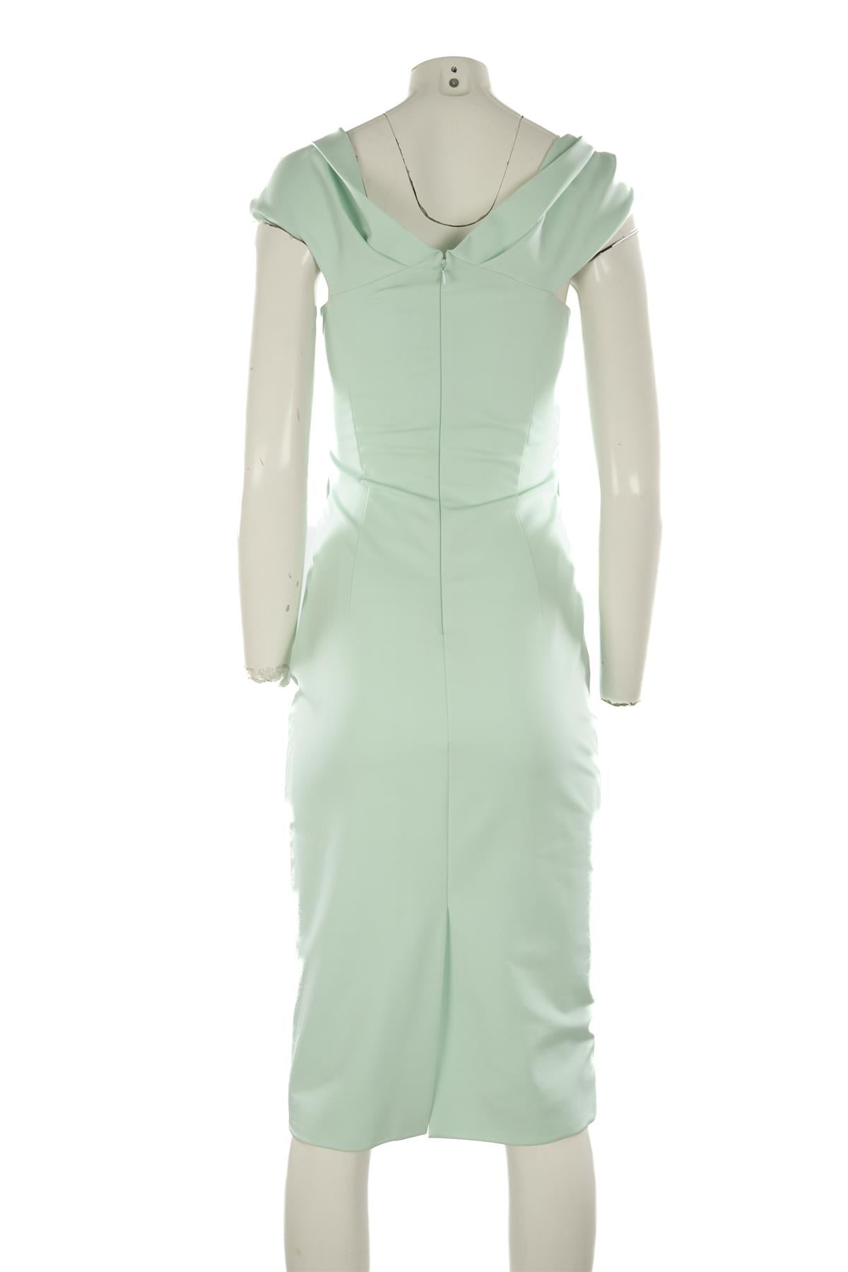 CUSHNIE ET OCHS GREEN CREPE MIDI DRESS US 4 UK 8