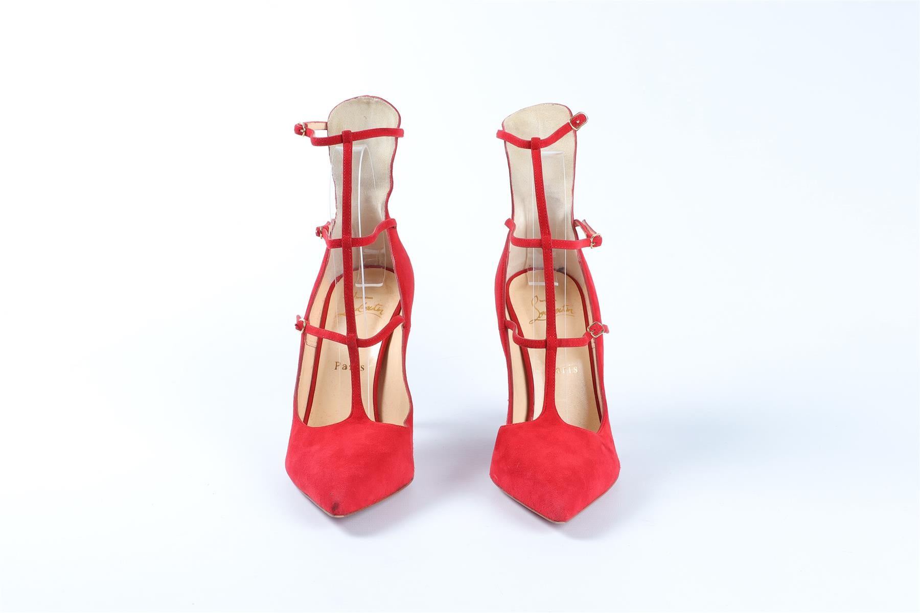 CHRISTIAN LOUBOUTIN RED SUEDE PUMPS EU 38 UK 5 UK 8