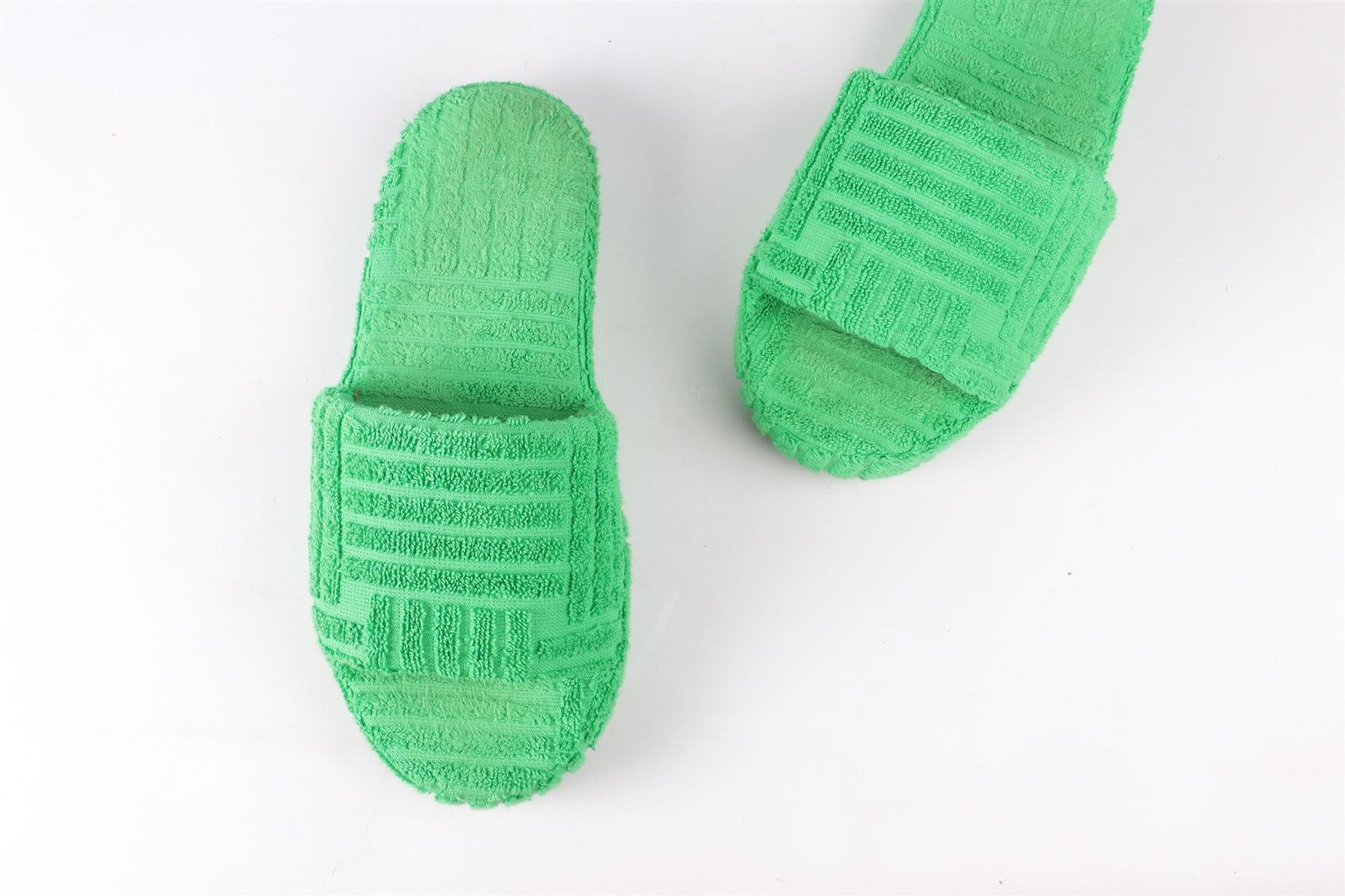 BOTTEGA VENETA GREEN TERRY SLIDES EU 40 UK 7 US 10