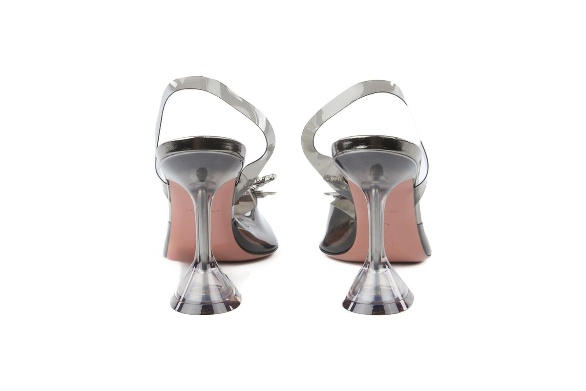 AMINA MUADDI BLACK CRYSTAL AND PVC SLINGBACK PUMPS EU 37.5 UK 4.5 US 7.5