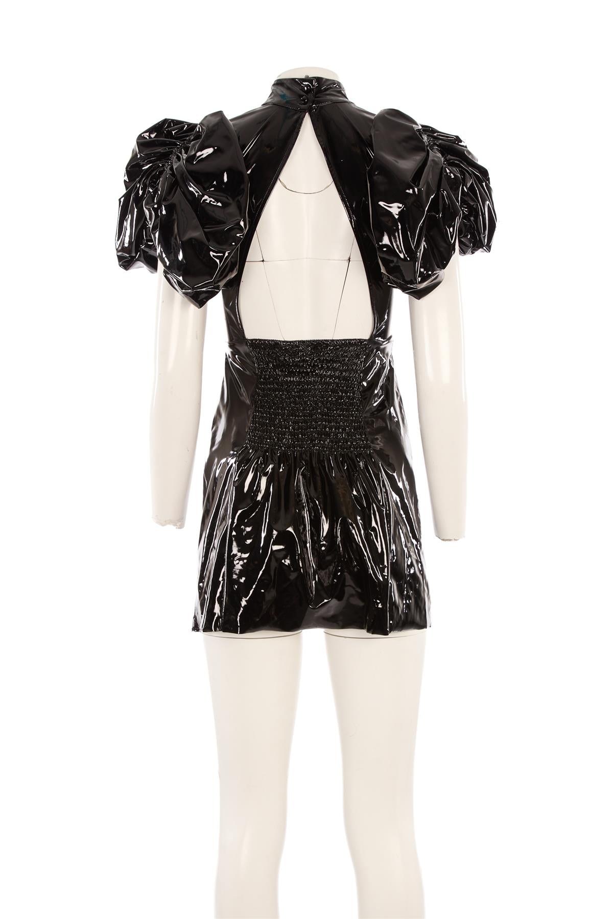 ROTATE BIRGER CHRISTENSEN BLACK VINYL MINI DRESS DK 34 UK 6