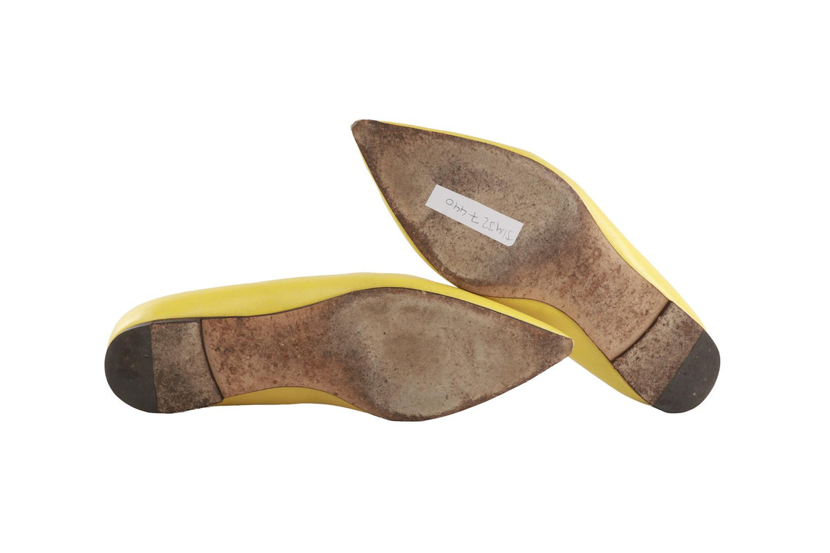 JIMMY CHOO YELLOW LEATHER BALLET FLATS EU 39 UK 6 US 9