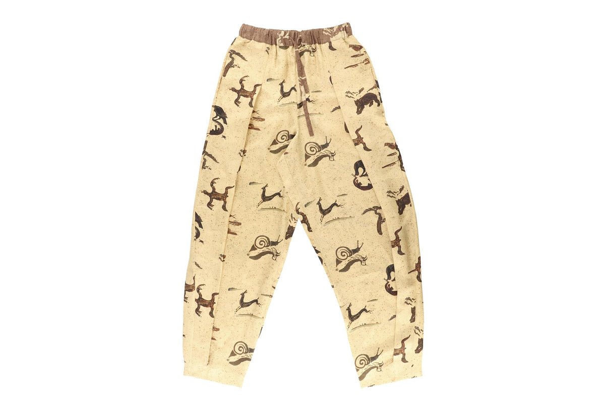 LOEWE BEIGE SILK TAPERED PANTS XSMALL