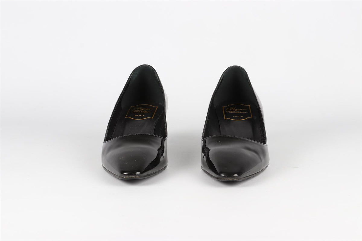 ROGER VIVIER BLACK PATENT LEATHER PUMPS EU 37.5 UK 4.5 US 7.5