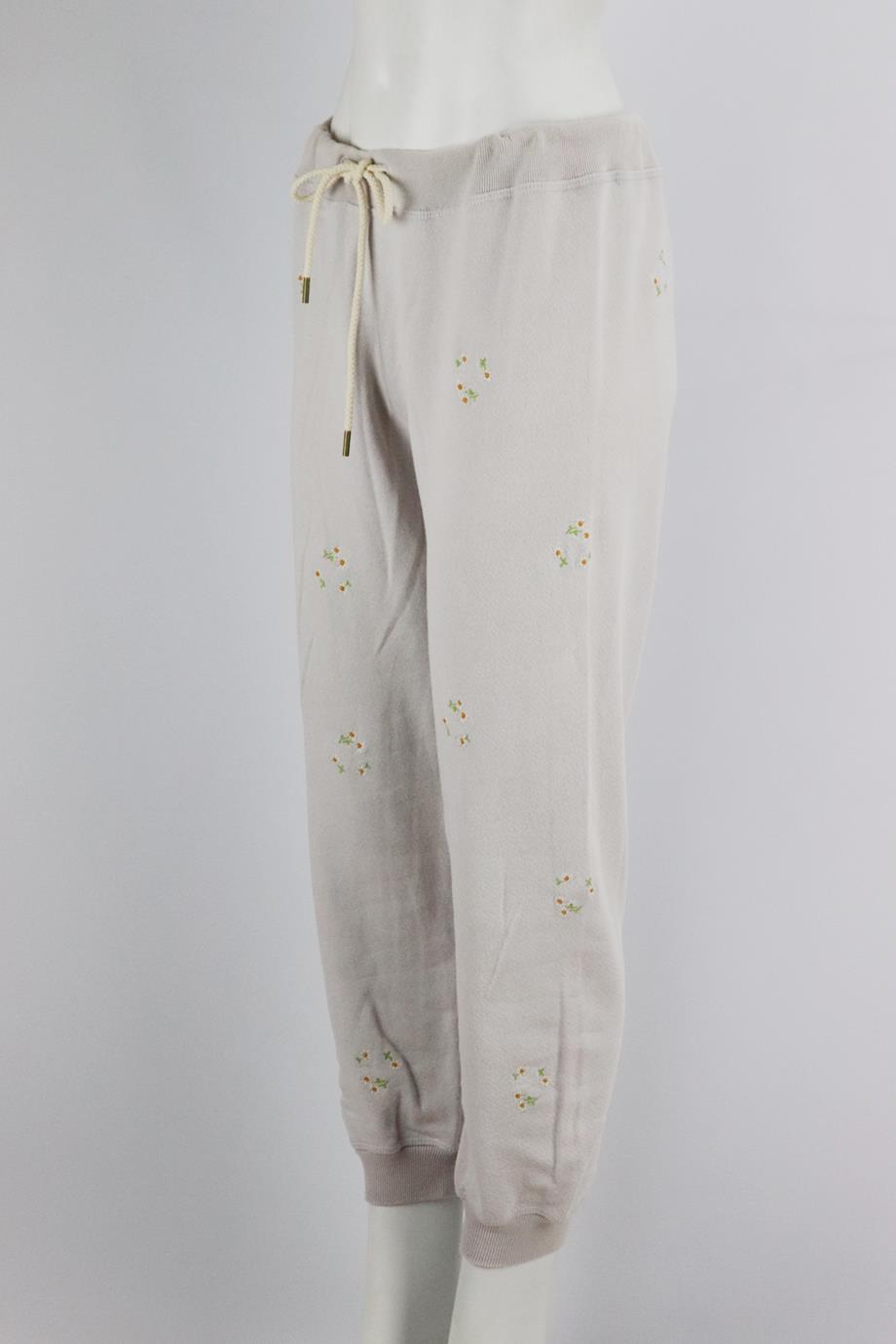 THE GREAT EMBROIDERED COTTON JERSEY TRACK PANTS UK 10