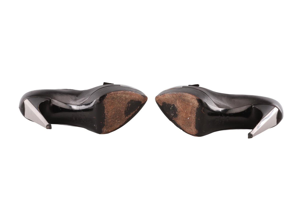 LANVIN BLACK LEATHER PLATFORM PUMPS EU 38.5 UK 5.5 US 8.5
