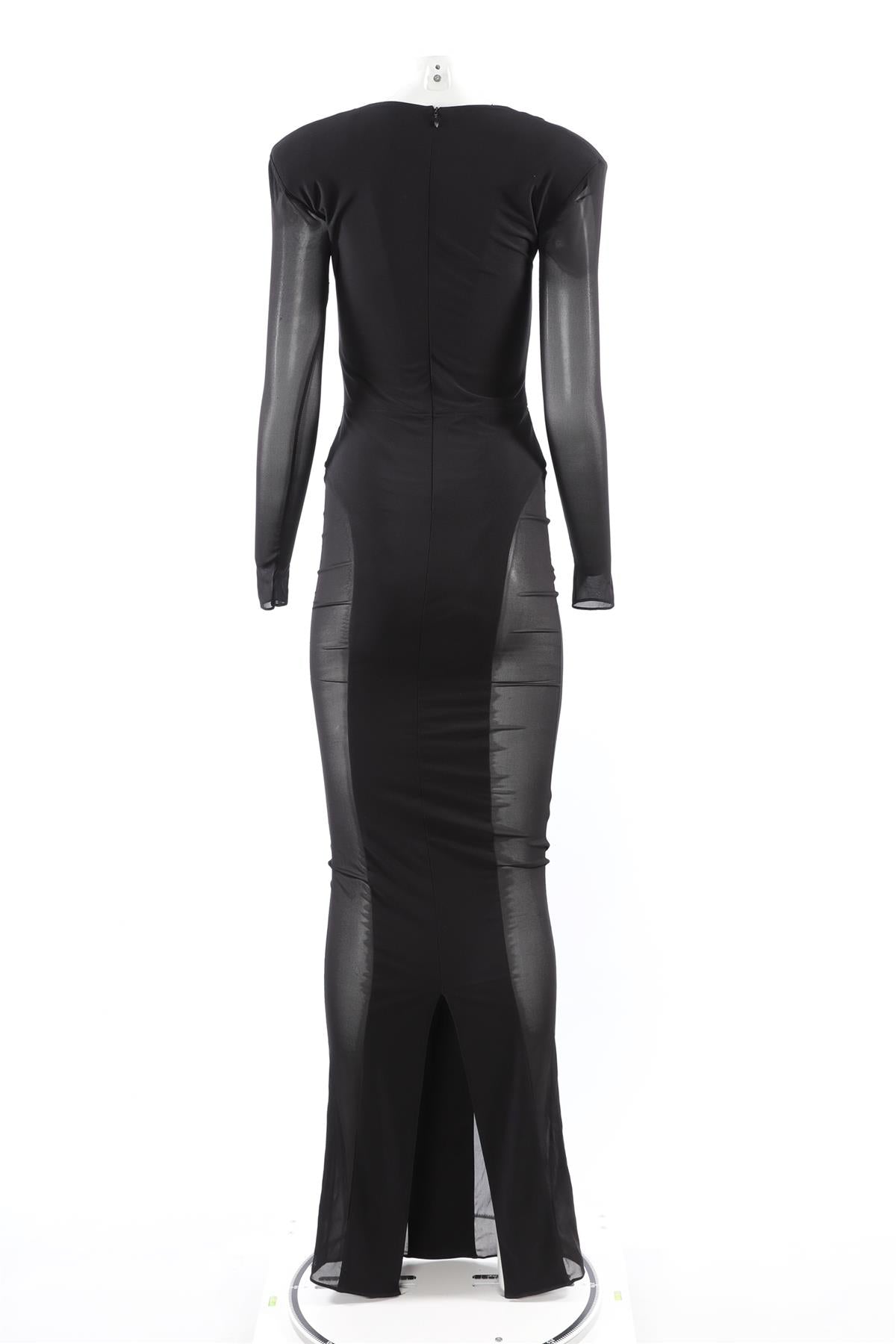 THE NEW ARRIVALS ILKYAZ OZEL BLACK JERSEY MAXI DRESS IT 36 UK 4