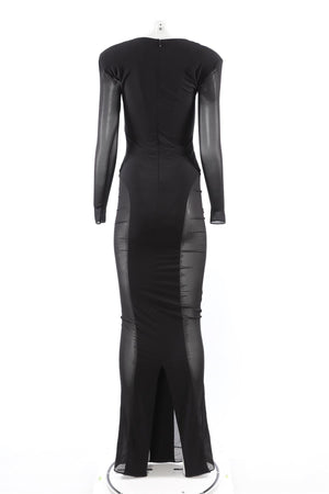 THE NEW ARRIVALS ILKYAZ OZEL BLACK JERSEY MAXI DRESS IT 36 UK 4