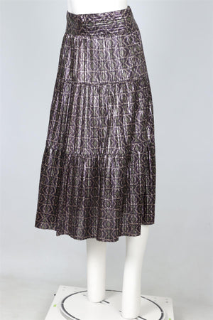 BA&SH PURPLE SATIN MIDI SKIRT UK 8