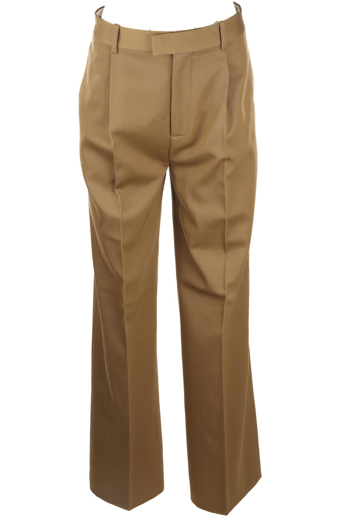 BOTTEGA VENETA TAN WOOL WIDE LEG PANTS IT 40 UK 8