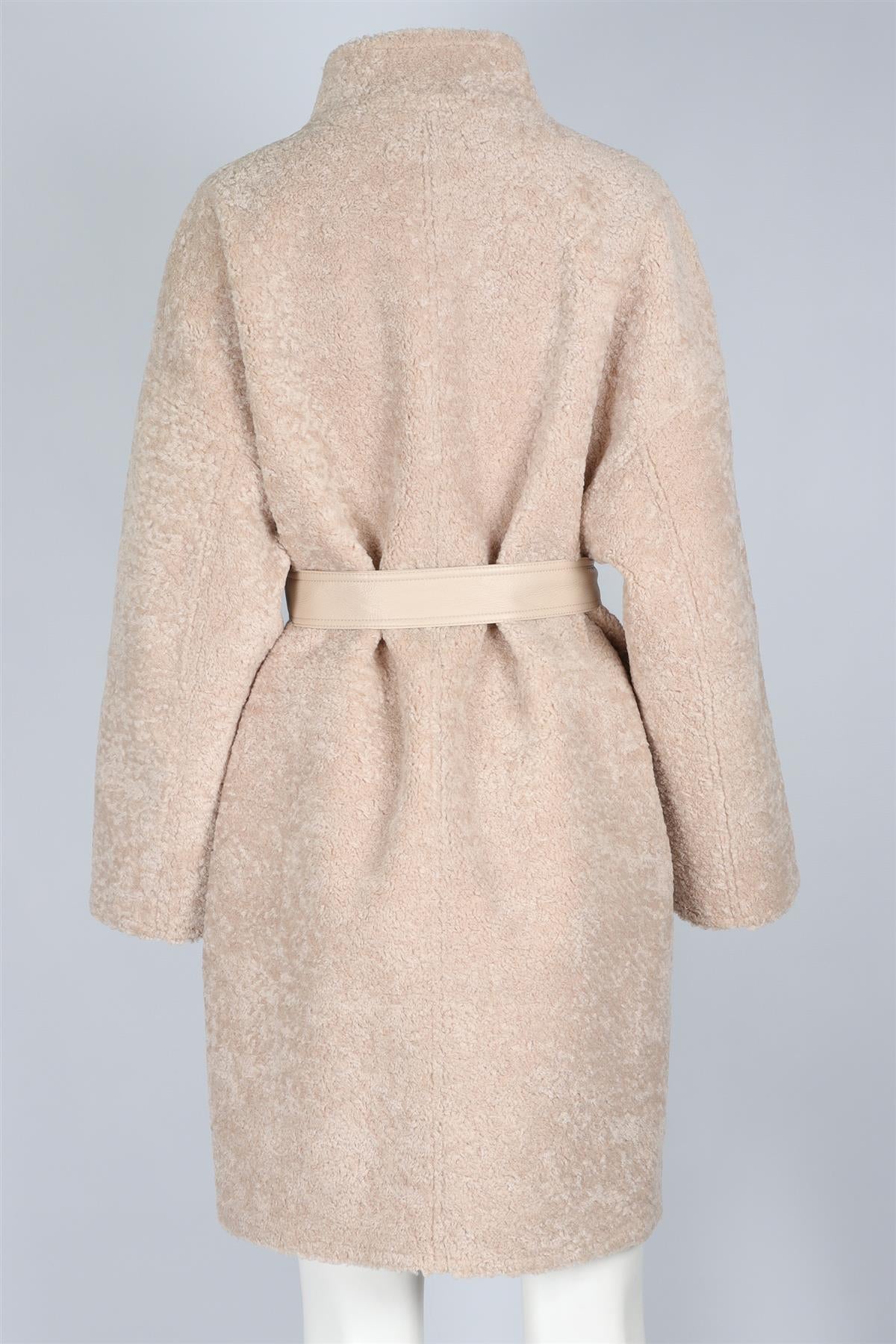VANESSA BRUNO BEIGE FAUX SHEARLING COAT LARGE