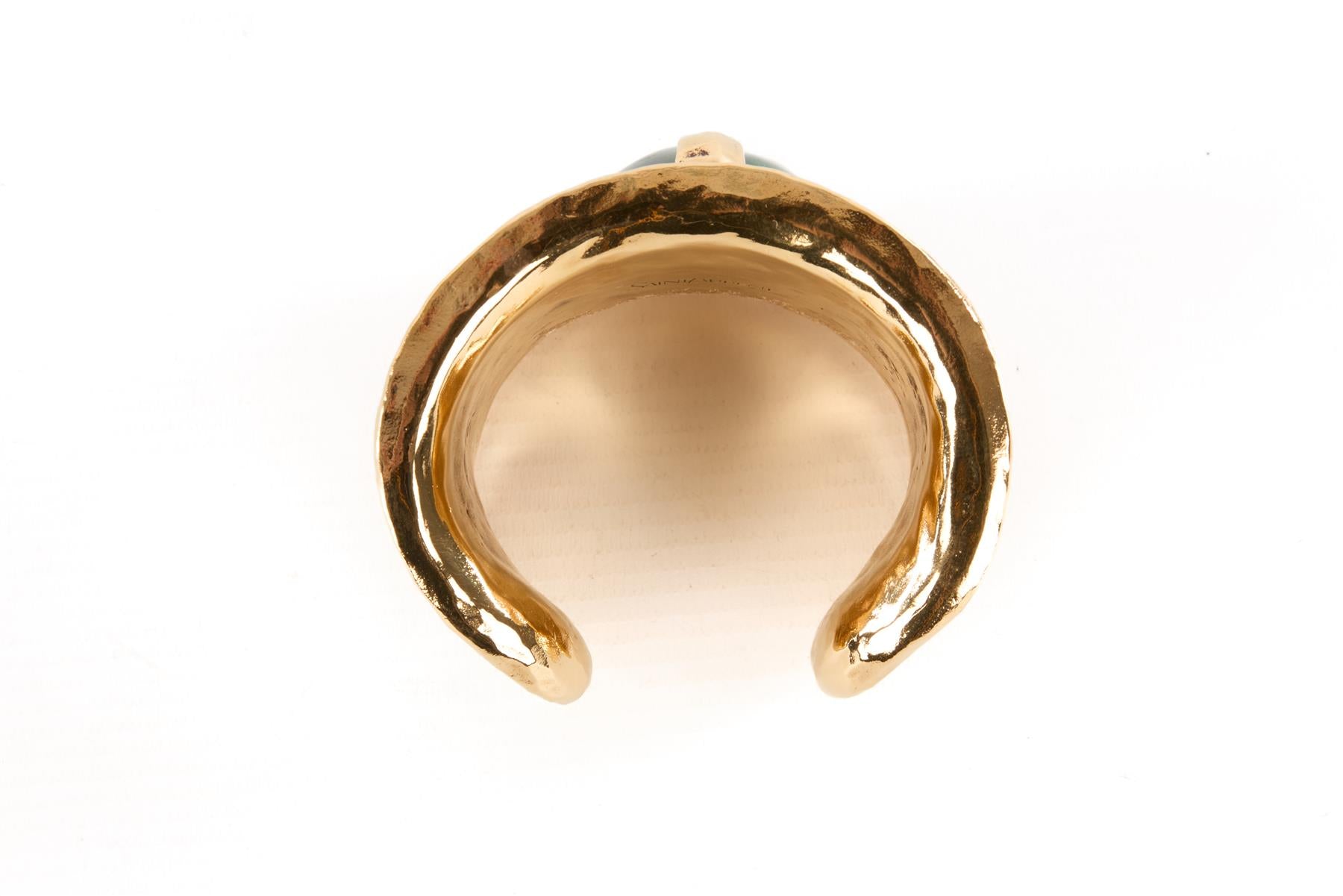SAINT LAURENT GOLD METAL CUFF ONE SIZE